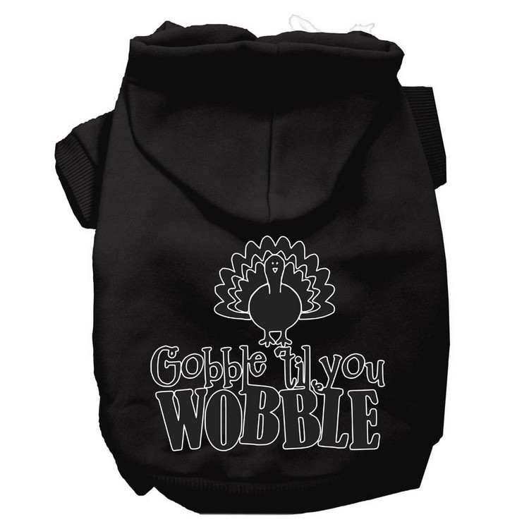 Gobble til You Wobble Screen Print Dog Hoodie Black XL